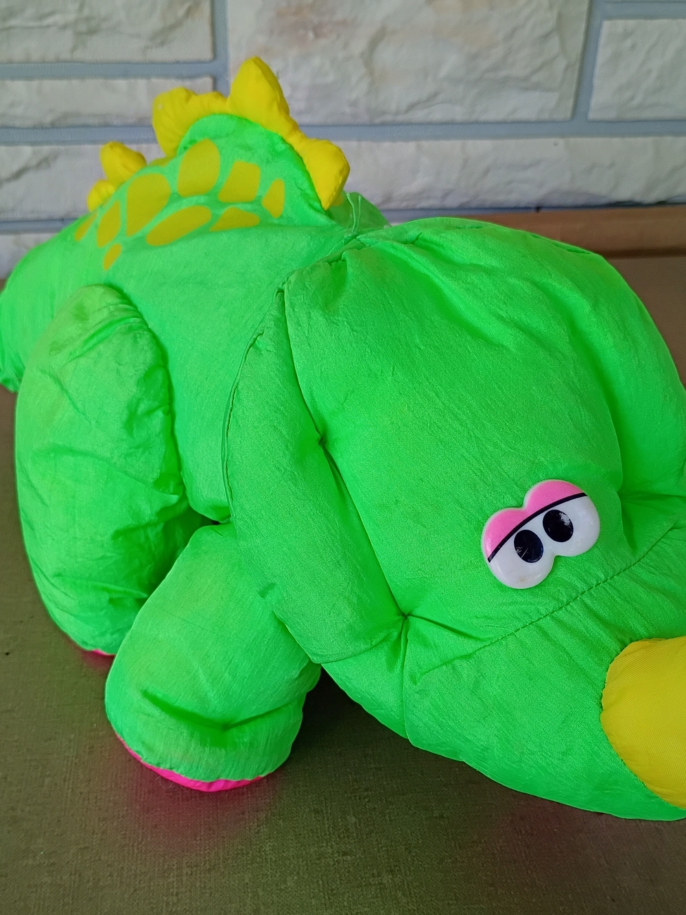 Vintage 1992 Fisher Price Puffalump Dino Roars Green Triceratops Dinosaur Plush
